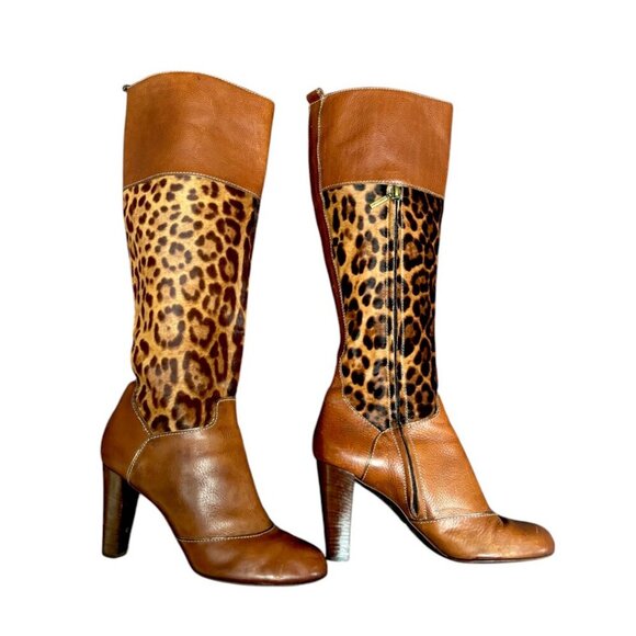 AUTHENTIC Y2K DOLCE & GABBANA D&G FUR LEOPARD KNEE HIGH BOOTS US 10/41 MOB WIFE - Picture 3 of 10